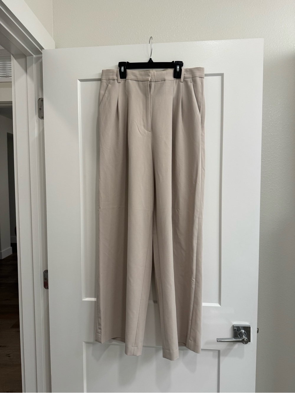 H&M Cream High-Rise Wide Leg Trousers